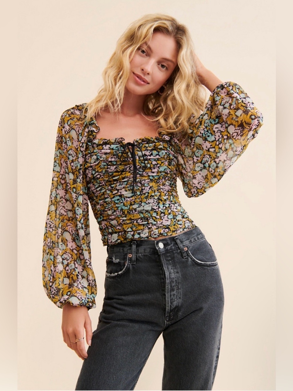 Free People Mabel Printed Blouse Size XS - Picture 3 of 16